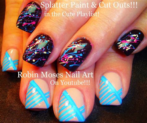 Robin Moses Nail Art Splatter Paint Nail Art Technique With Blue