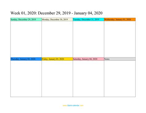 One Week Printable Calnedar Free Calendar Template 1 Week Blank
