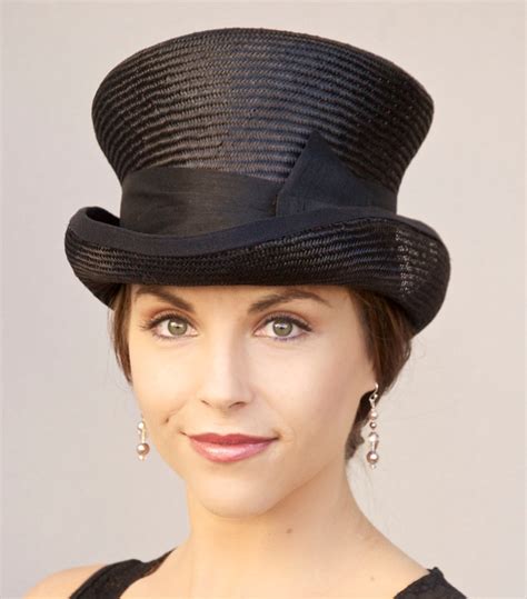 Womens Black Top Hat Formal Hat Downton Abbey Hat Etsy