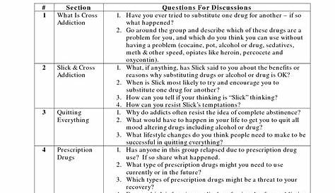 18 Substance Abuse Group Topic Worksheets / worksheeto.com