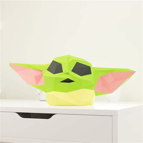 Baby Yoda Face Mask Star Wars Papercraft Origami Mask For Etsy Uk