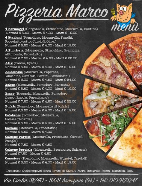 Menù Pizzeria Marco Arenzano Specialità E Piatti Del Menu Principale