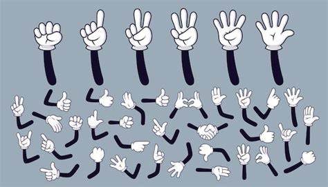 Premium Vector Cartoon Hands Comic Arms With Four And Five Fingers