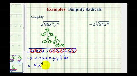 Ex Simplify Radicals With Variables Not Perfect Roots Youtube