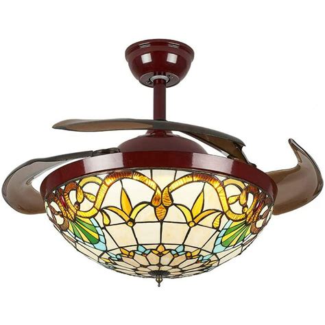 Tfcfl 42 Tiffany Style Ceiling Fan With Light Classic Led Chandelier