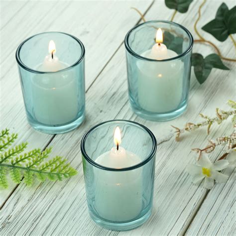 Efavormart Set Of 12 2 5 Turquoise Glass Votive Candle Holders For Candle Making Kit Tealight