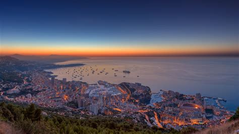 Aerial Photo Of Village Monaco Sunset Sea Horizon Hd Wallpaper