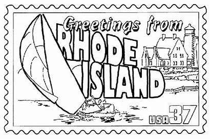 Rhode Coloring Island Pages States State Stamp