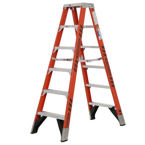 Werner 6 Ft Fiberglass Twin Step Ladder With 375 Lb Load Capacity