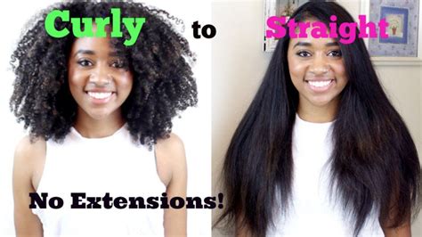 How To Naturally Curly To Bone Straight Tutorial No Heat Damage