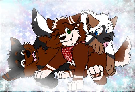 Three Wolf Pups Lineart By Firewolf Anime On Deviantart