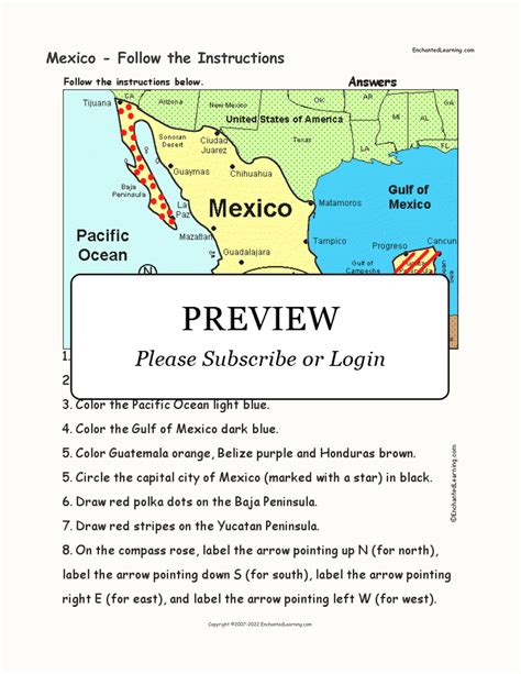 Mexico Follow The Instructions Enchanted Learning