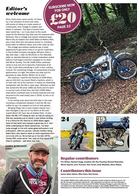 The Classic Motorcycle Magazine 46 9 September 2019 Back Issue