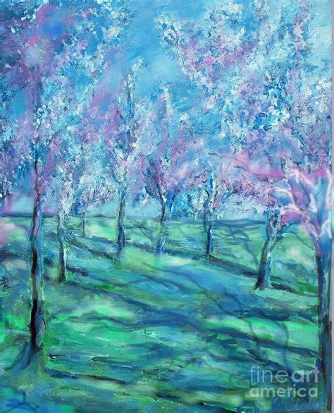 Abstract Cherry Trees Painting By Eric Schiabor