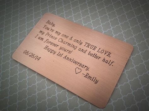 Copper Anniversary Wallet Card For Him 1st Anniversary T Mens