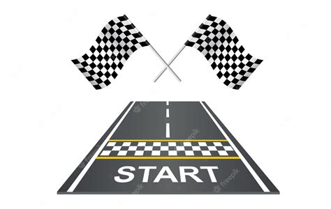 Premium Vector Race Track Road With Flags And Start Line Perspective