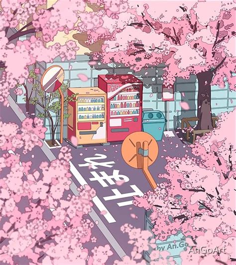 Tokyo Streets And Sakura Pink Blossom A Beautiful Peacefful Design With