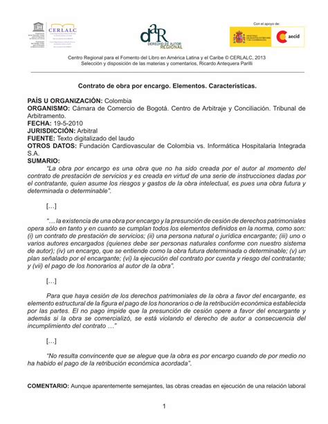 Contrato De Obra Por Encargo Elementos Características Download Pdf