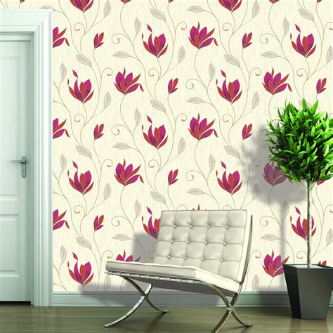 Free Download Vymura Synergy Glitter Floral Wallpaper Rich Red Cream