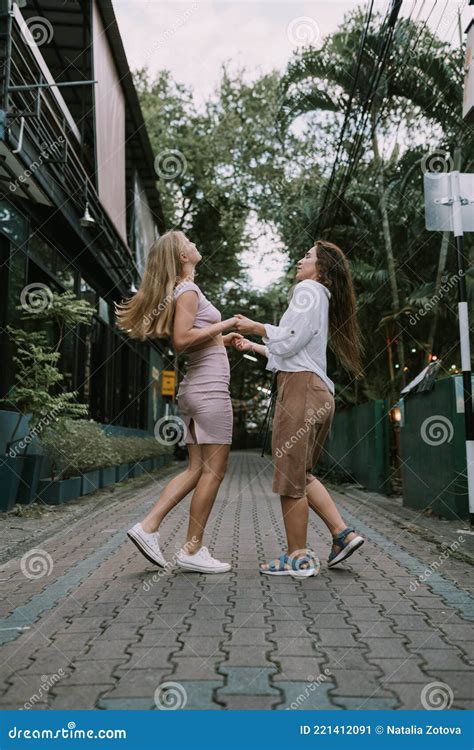 Two Lesbians Having Fun On The Street Stock Image Image Of Lgbt Date