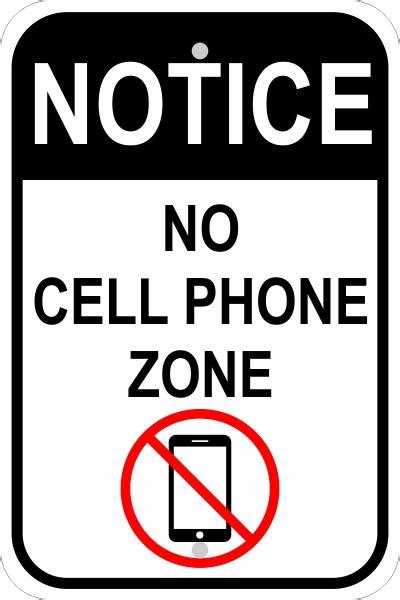 No Cell Phone Zone Sign Custom Signs