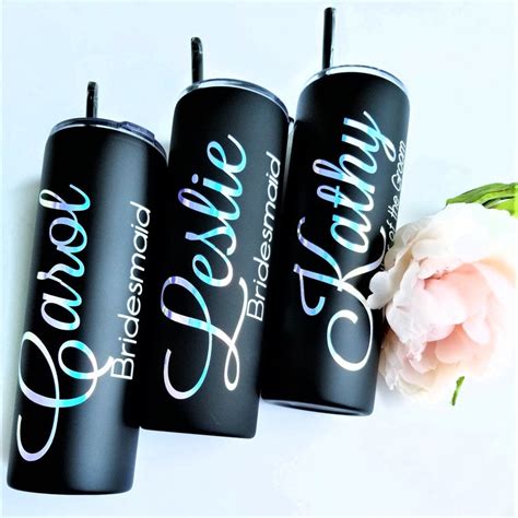 Personalized Tumbler With Straw Custom Tumbler Bridal Party Etsy