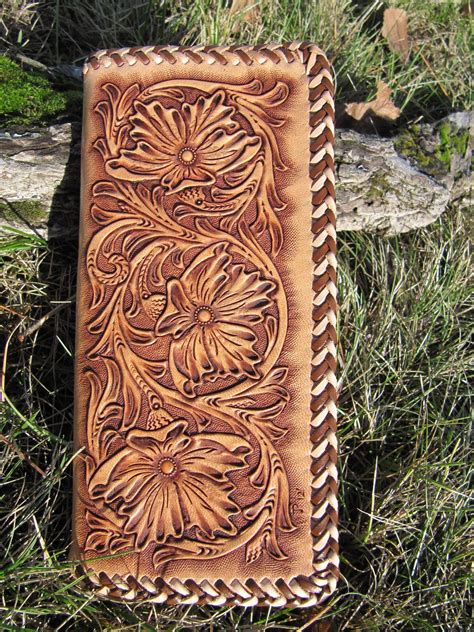 Handmade Genuine Leather Tooled Wallet Tooled Leather Wallet