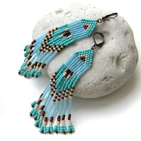 Turquoise Seed Bead Earring Beadwork Jewelry By Anabel27shop Bead