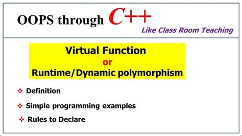 Virtual Function In C Dynamic Polymorphism Oops In C Lec 33