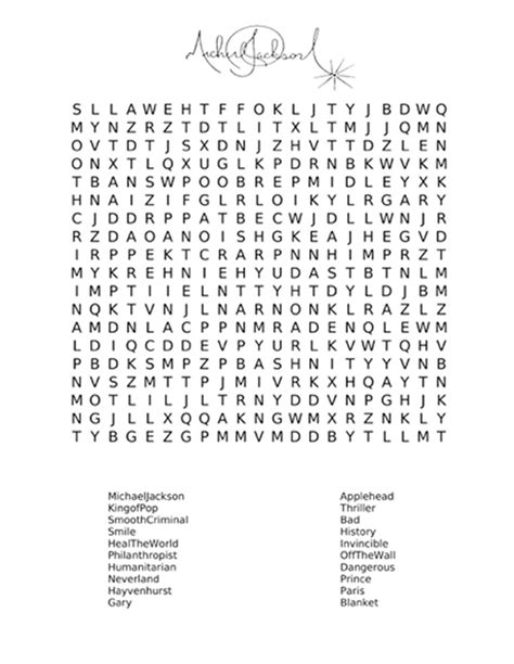 Figure Out This Michael Jackson Word Search Michael Jackson Official Site