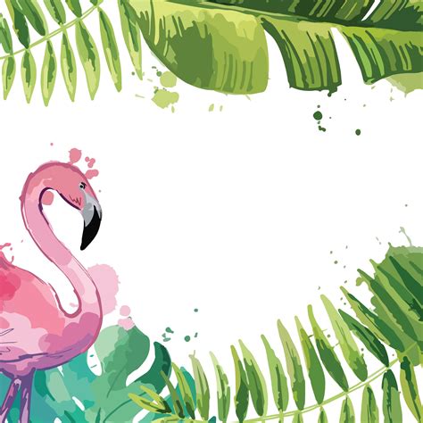 Background With Tropical Leaves And Flamingo Flamingo Art Print