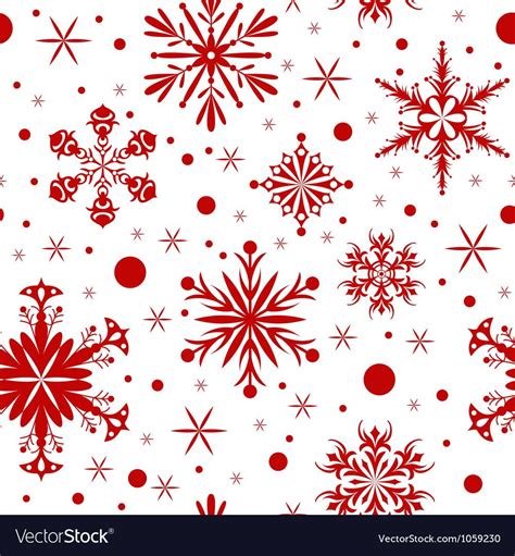 Red Christmas Seamless Background With Snowflakes Vector Image On