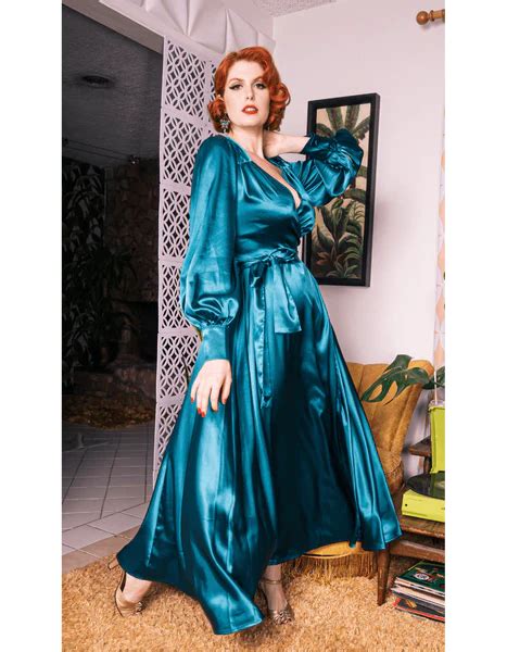 Starlet Satin Robe Gown The Proper Pinup Hollywood Fashion Spring