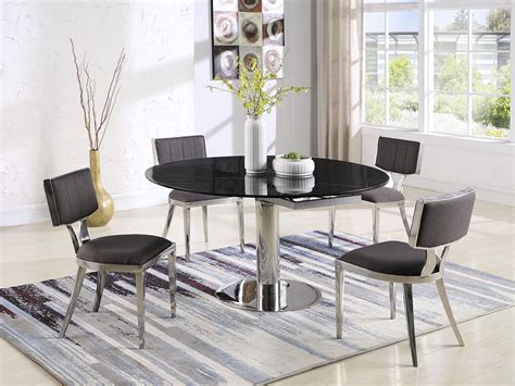 Tall, narrow style is easy to add to a variety of spaces. Modern Bailey Round Dining Table Set- Marble Top with ...