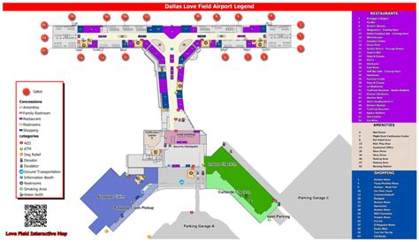 Dallas Love Field Airport Dal Pet Relief Areas And Terminal Map