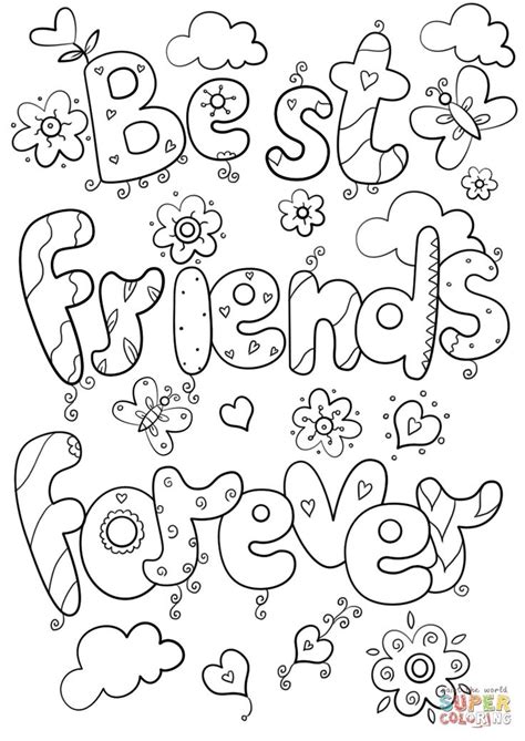Bff coloring pages for children. Bff Coloring Pages Best Of Friends Forever Page Logo And | Free coloring pages, Coloring pages
