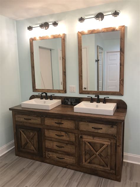 Our farmhouse double vanity | Double vanity bathroom, Farmhouse double vanity, Bathroom double ...