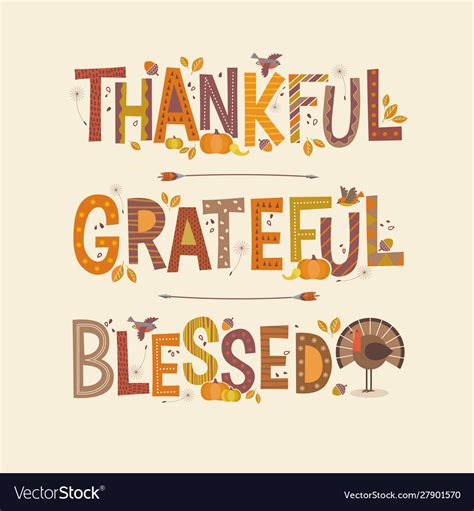 Thankful Grateful Blessed Thanksgiving Design Vector Image
