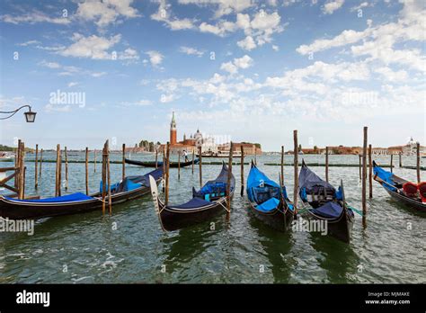 Gondolas And San Giorgio Maggiore Venice Stock Photo Alamy