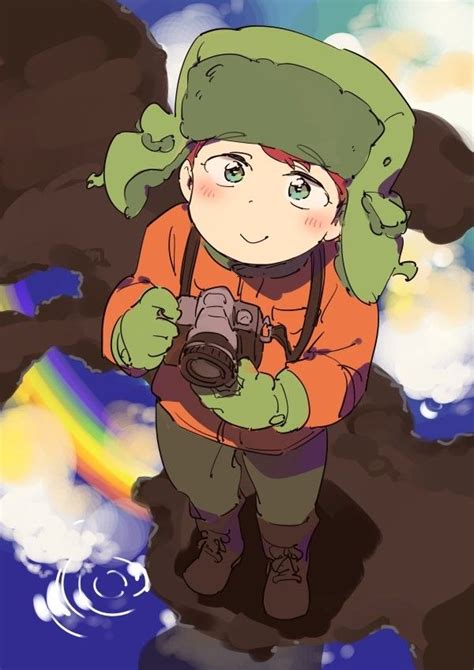 A Drawing Of A Person Holding A Camera In Front Of A Rainbow And Cloud