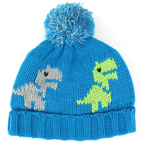 Bobble Beanie Hat Chunky Knit Jiglz Childrens Dinosaur Warm Fleece