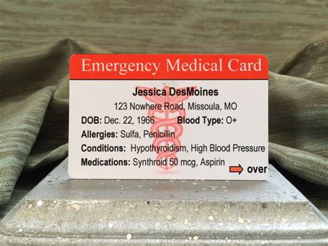Emergency Medical Card 911 Cardin Case Of Emergency Medical