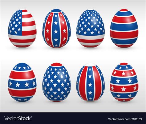 Easter Eggs Usa Colors Flags Set Royalty Free Vector Image