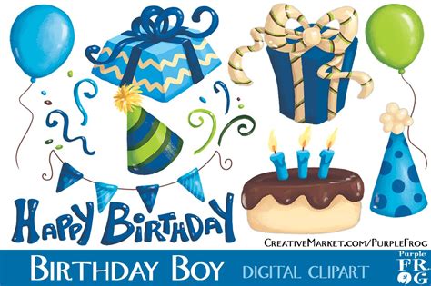 Birthday Boy Digital Clipart Illustrations ~ Creative Market