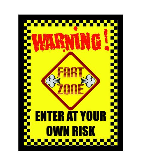 Warning Fart Zone Enter At Your Own Risk Vintage Style Metal Advertising Wall Plaque Sign Or