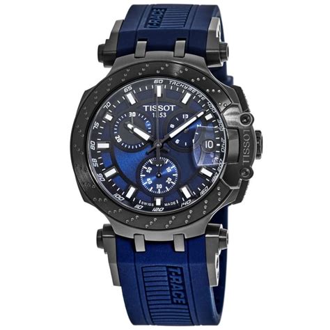 tissot t race chronograph blue dial blue silicone strap men s watch t115 417 37 041 00