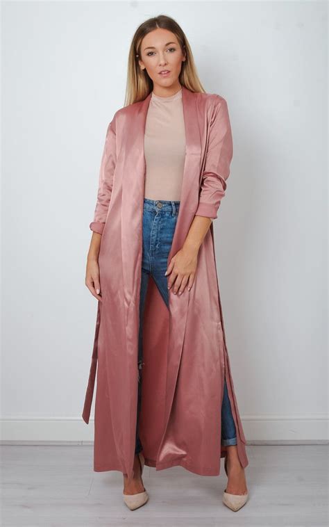 Pink Satin Maxi Duster Jacket Silkfred Kimono Fashion Fashion Fashion Outfits