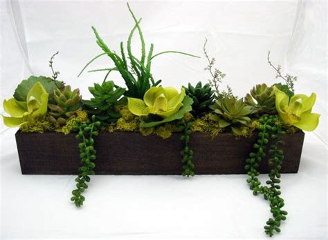 Succulent planters are small plant pots for indoors and outdoors. Lush Silk Succulent and Orchid Arrangement in 19" Long ...