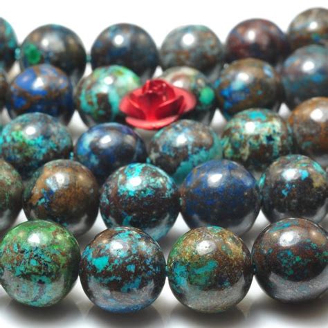 Multicolored Glass Beads With Red Flower On Each Bead And Green Speckles