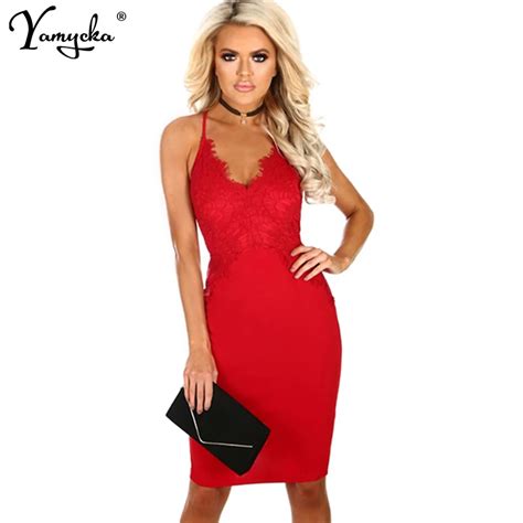 Sexy Backless Red Lace Summer Dress Women Vintage Spaghetti Strap V Neck Halter Mini Bodycon